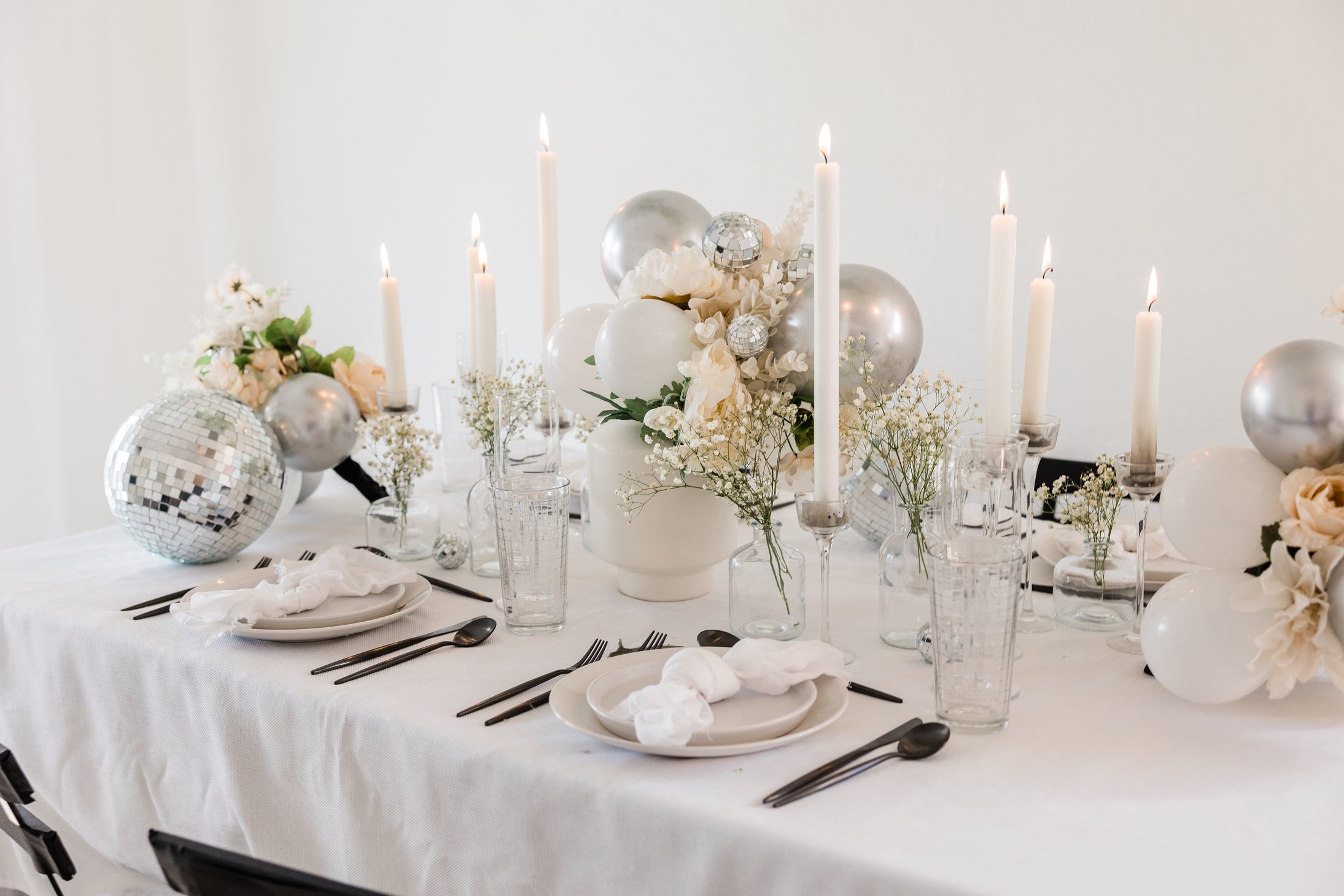 White Retro Wedding Table Setting